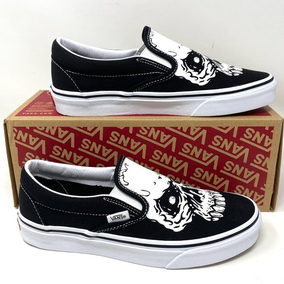🎁 Santa Class Deal 🎁 VANS Classic Slip-On Tm Glow Skulls Black Womens Size 6.5 - Picture 10 of 12
